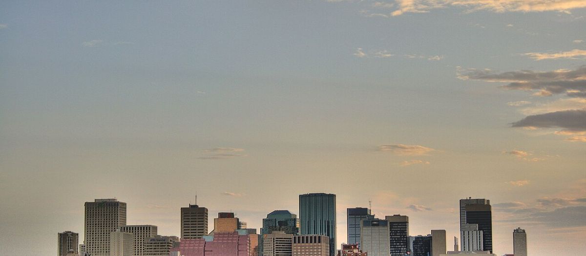 Edmonton downtown skyline at sunset